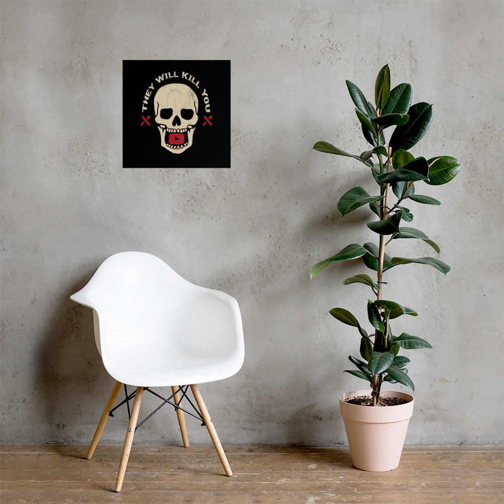 TWKY Skull w/ YouTube Button Poster
